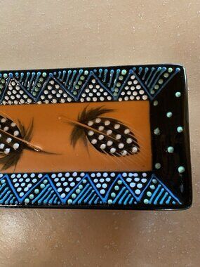 Handmade Pottery Trinket Crudite Hors d’Oeuvres Plate Signed Marked 2006